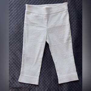 Margaret M White and Gray Gingham Capris